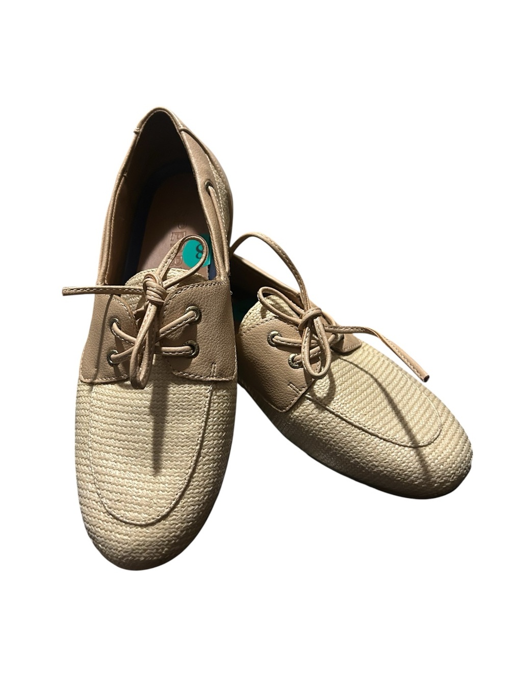 Sperry Women's Mila Flats beige straw-look texture. Size 8 NEW
